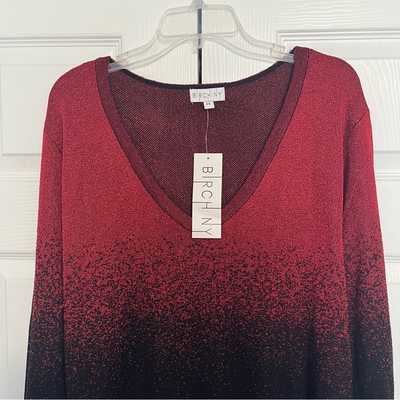 NWT Birch NY size 2X women’s long sleeve sweater top red and black - Picture 3 of 10